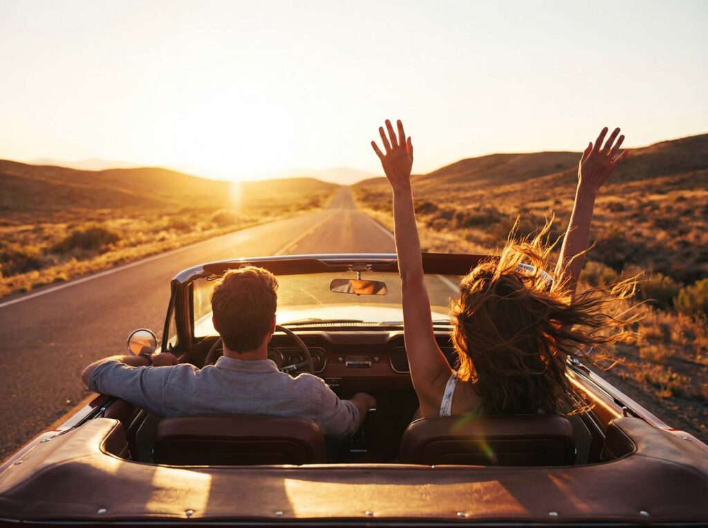 Car Rental Athens couple on a rooadtrip